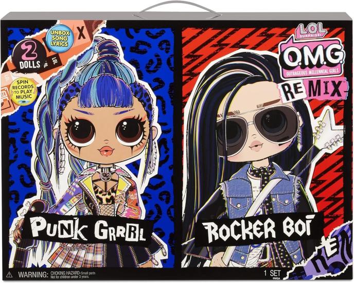 ToychickLOL Sürpriz OMG Remix Moda Bebekleri - Rocker Boi ve Punk Grrl - 2’li Paket
